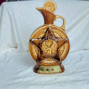 Vintage Jim Beam Bourbon Ceramic Decanter Bottle Centennial 1968 MCM Bar Decor